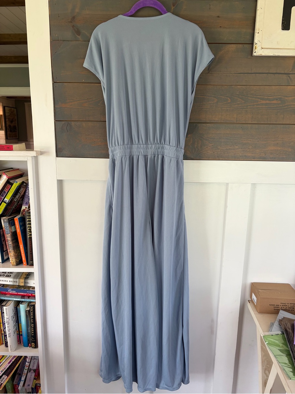 NWT Halara Neck Short Sleeve Pocket Wide Leg Flowy Waffle Jumpsuit Med Petite - Picture 2 of 7